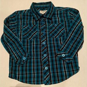 ToughSkins Boys 3T Long Sleeve Plaid Button Down Dress shirt